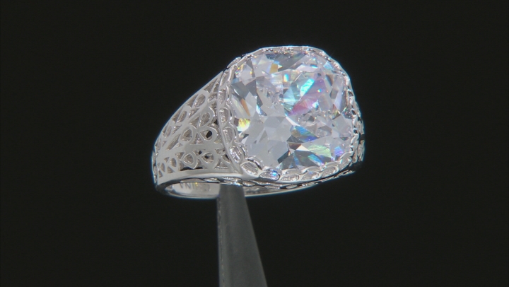 White Cubic Zirconia Rhodium Over Sterling Silver Ring 10.35ctw (6.84ctw DEW) Video Thumbnail