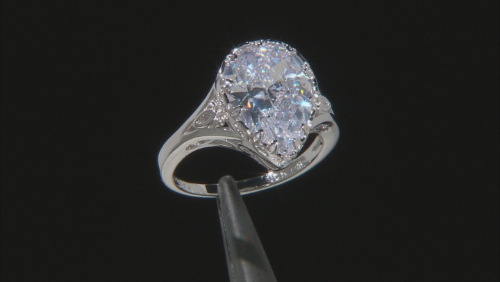 White Cubic Zirconia Rhodium Over Sterling Silver Ring 8.28ctw (5.41ctw DEW) Video Thumbnail