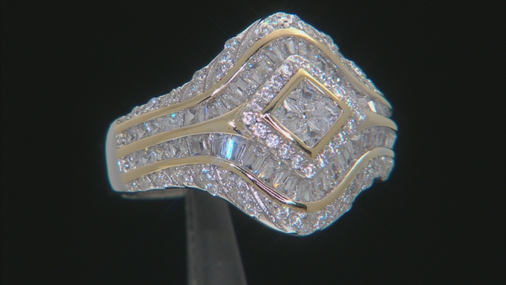 White Cubic Zirconia Rhodium Over And 14k Yellow Gold Over Sterling Silver Ring 2.50ctw Video Thumbnail