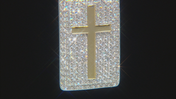 White Cubic Zirconia Rhodium Over Sterling Silver Cross Pendant With Chain 1.96ctw Video Thumbnail