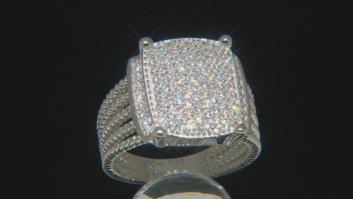 White Cubic Zirconia Rhodium Over Sterling Silver Ring 1.25ctw Video Thumbnail