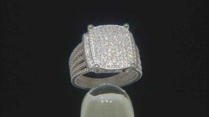 White Cubic Zirconia Rhodium Over Sterling Silver Ring 1.25ctw Video Thumbnail