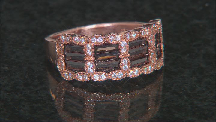 Mocha And White Cubic Zirconia 18K Rose Gold Over Sterling Silver Ring 2.31ctw Video Thumbnail