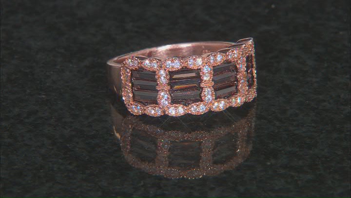 Mocha And White Cubic Zirconia 18K Rose Gold Over Sterling Silver Ring 2.31ctw Video Thumbnail