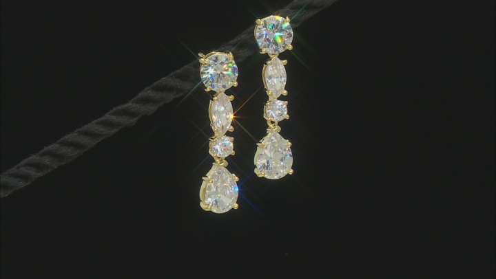 White Cubic Zirconia 18K Yellow Gold Over Sterling Silver Earrings 9.69ctw Video Thumbnail
