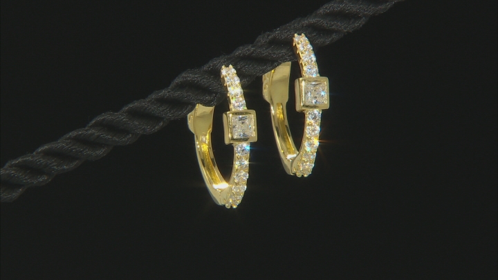 White Cubic Zirconia 18K Yellow Gold Over Sterling Silver Hoop Earrings 1.42ctw