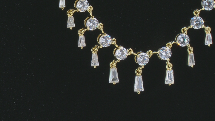 White Cubic Zirconia 18K Yellow Gold Over Sterling Silver Necklace 6.94ctw Video Thumbnail