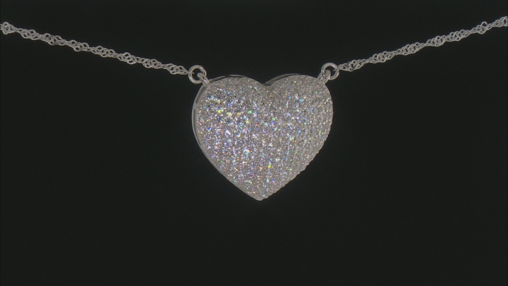 White Cubic Zirconia Rhodium Over Sterling Silver Heart Necklace 2.05ctw