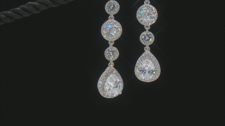 White Cubic Zirconia Rhodium Over Sterling Silver Earrings 11.32ctw