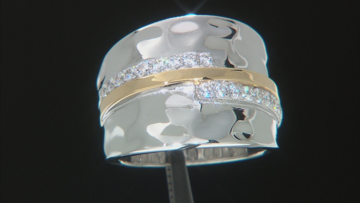 White Cubic Zirconia Rhodium And 14K Yellow Gold Over Sterling Silver Ring 0.61ctw Video Thumbnail