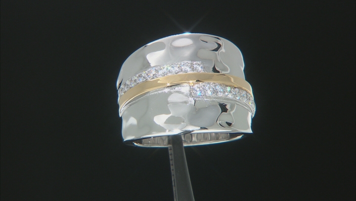 White Cubic Zirconia Rhodium And 14K Yellow Gold Over Sterling Silver Ring 0.61ctw Video Thumbnail