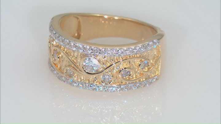 White Cubic Zirconia Rhodium And 18K Yellow Gold Over Sterling Silver Band Ring 1.26ctw Video Thumbnail
