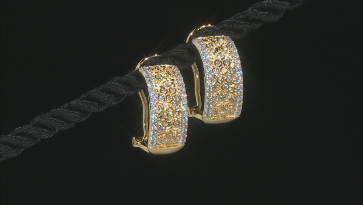 White Cubic Zirconia Rhodium And 18K Yellow Gold Over Sterling Silver Earrings 1.27ctw Video Thumbnail