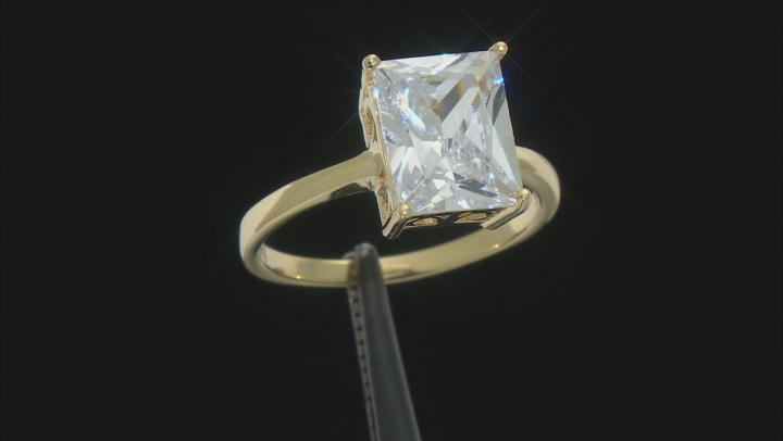 White Cubic Zirconia 18K Yellow Gold Over Sterling Silver Ring With Bands 7.09ctw Video Thumbnail