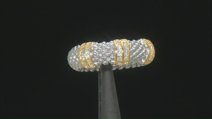 White Cubic Zirconia Rhodium And 14K Yellow Gold Over Sterling Silver Ring 0.43ctw Video Thumbnail