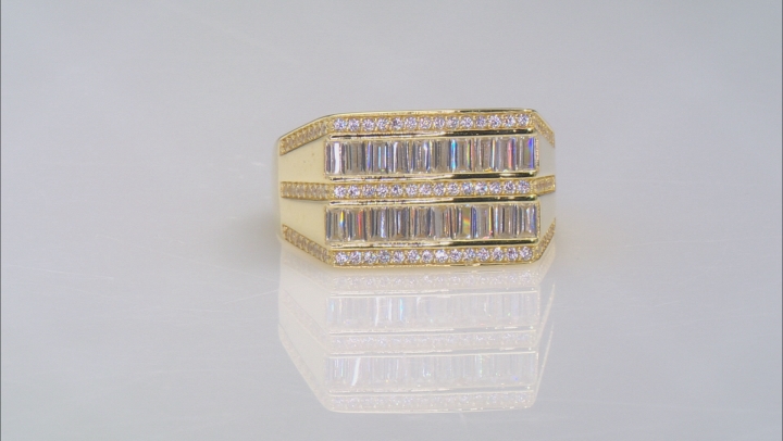 White Cubic Zirconia 18K Yellow Gold Over Sterling Men's Ring 2.01ctw Video Thumbnail