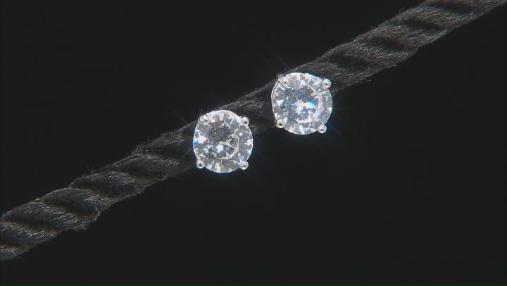 White Cubic Zirconia Rhodium Over Sterling Silver Stud Earring Set of 3 4.70ctw Video Thumbnail