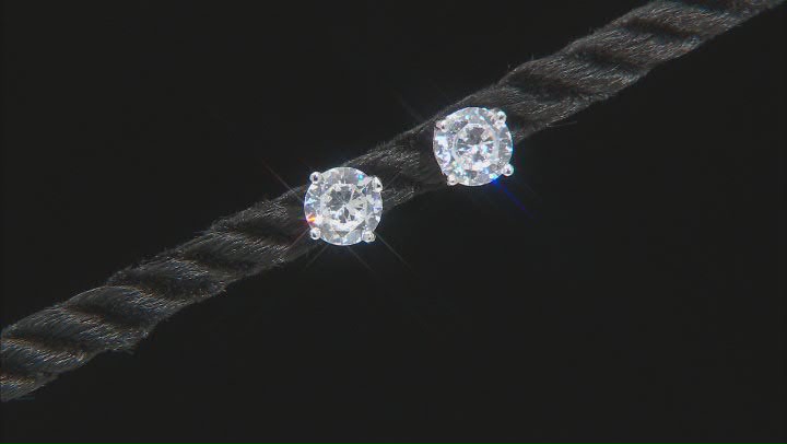 White Cubic Zirconia Rhodium Over Sterling Silver Stud Earring Set of 3 4.70ctw Video Thumbnail