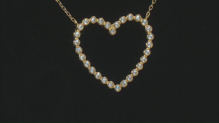 White Cubic Zirconia 18K Yellow Gold Over Sterling Silver Heart Necklace 0.72ctw Video Thumbnail