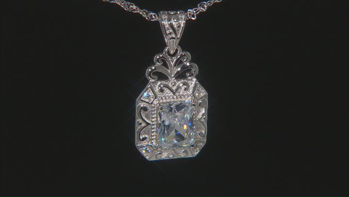 White Cubic Zirconia Rhodium Over Sterling Silver Pendant With Chain 3.61ctw Video Thumbnail