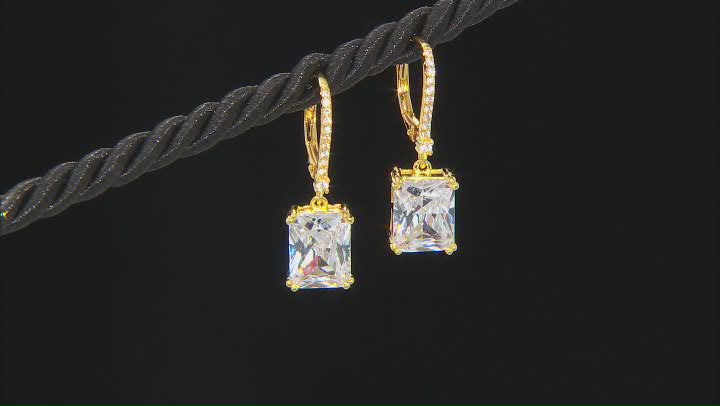 White Cubic Zirconia 18K Yellow Gold Over Sterling Silver Earrings 9.78ctw Video Thumbnail