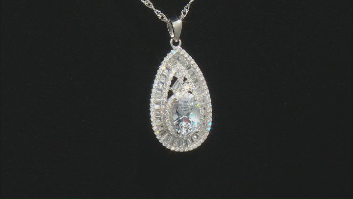 White Cubic Zirconia Rhodium Over Sterling Silver Pendant With Chain 4.86ctw Video Thumbnail