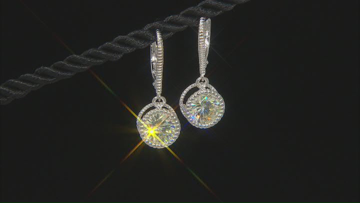 Yellow Cubic Zirconia Rhodium Over Sterling Silver Earrings 5.95ctw