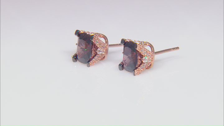 Mocha And White Cubic Zirconia 18K Rose Gold Over Sterling Silver Earrings 5.38ctw