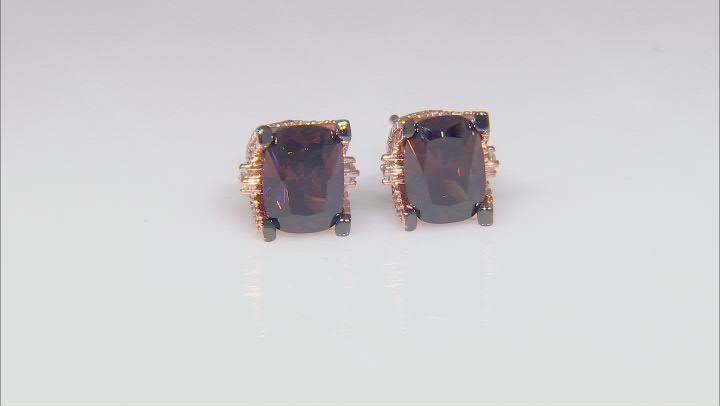 Mocha And White Cubic Zirconia 18K Rose Gold Over Sterling Silver Earrings 5.38ctw
