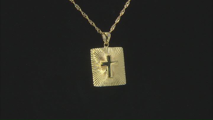 White Cubic Zirconia 18k Yellow Gold Over Sterling Silver Cross Pendant With Chain 0.02ctw Video Thumbnail