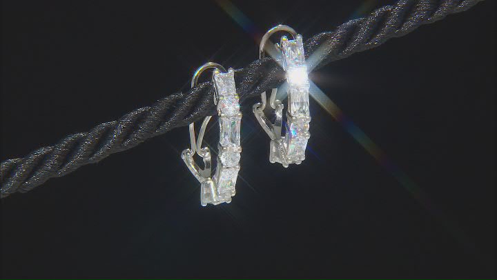 White Cubic Zirconia Rhodium Over Sterling Silver Earrings 4.32ctw Video Thumbnail
