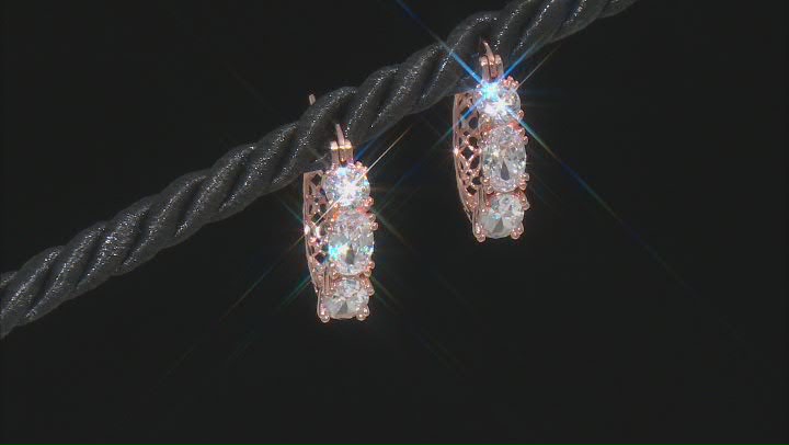White Cubic Zirconia 18k Rose Gold Over Sterling Silver Hoop Earrings 3.11ctw Video Thumbnail
