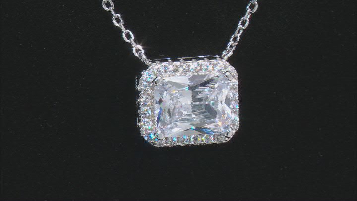 White Cubic Zirconia Platinum Over Sterling Silver Necklace 6.04ctw Video Thumbnail