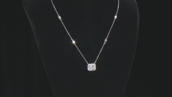 White Cubic Zirconia Platinum Over Sterling Silver Necklace 6.04ctw Video Thumbnail
