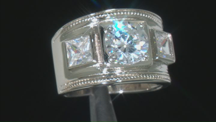 White Cubic Zirconia Rhodium Over Sterling Silver Ring 4.77ctw Video Thumbnail