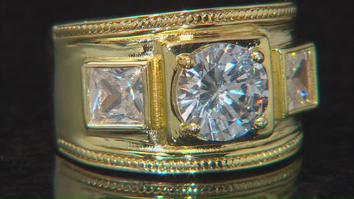 White Cubic Zirconia 18k Yellow Gold Over Sterling Silver Ring 4.77ctw Video Thumbnail