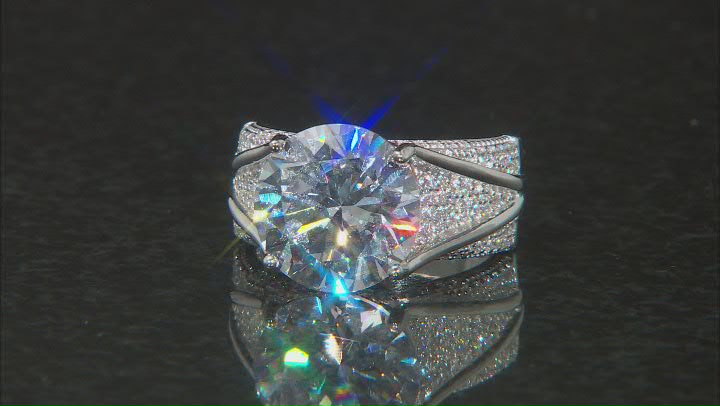White Cubic Zirconia Rhodium Over Sterling Silver Ring 11.08ctw Video Thumbnail