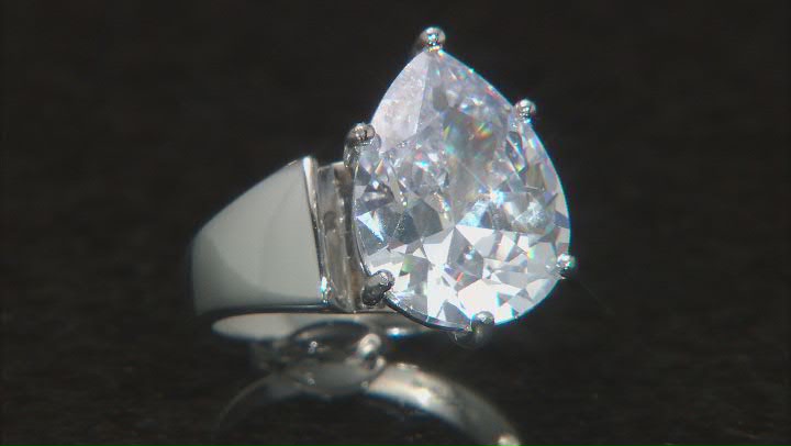 White Cubic Zirconia Platinum Over Sterling Silver Ring 12.51ctw Video Thumbnail