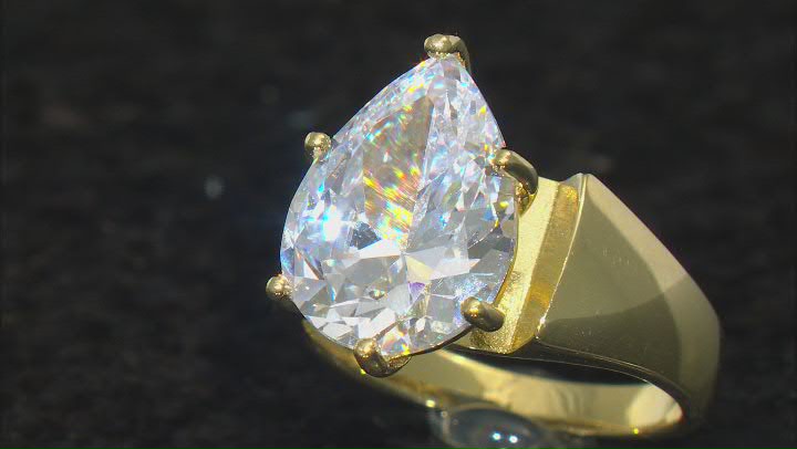 White Cubic Zirconia 18K Yellow Gold Over Sterling Silver Ring 12.51ctw Video Thumbnail