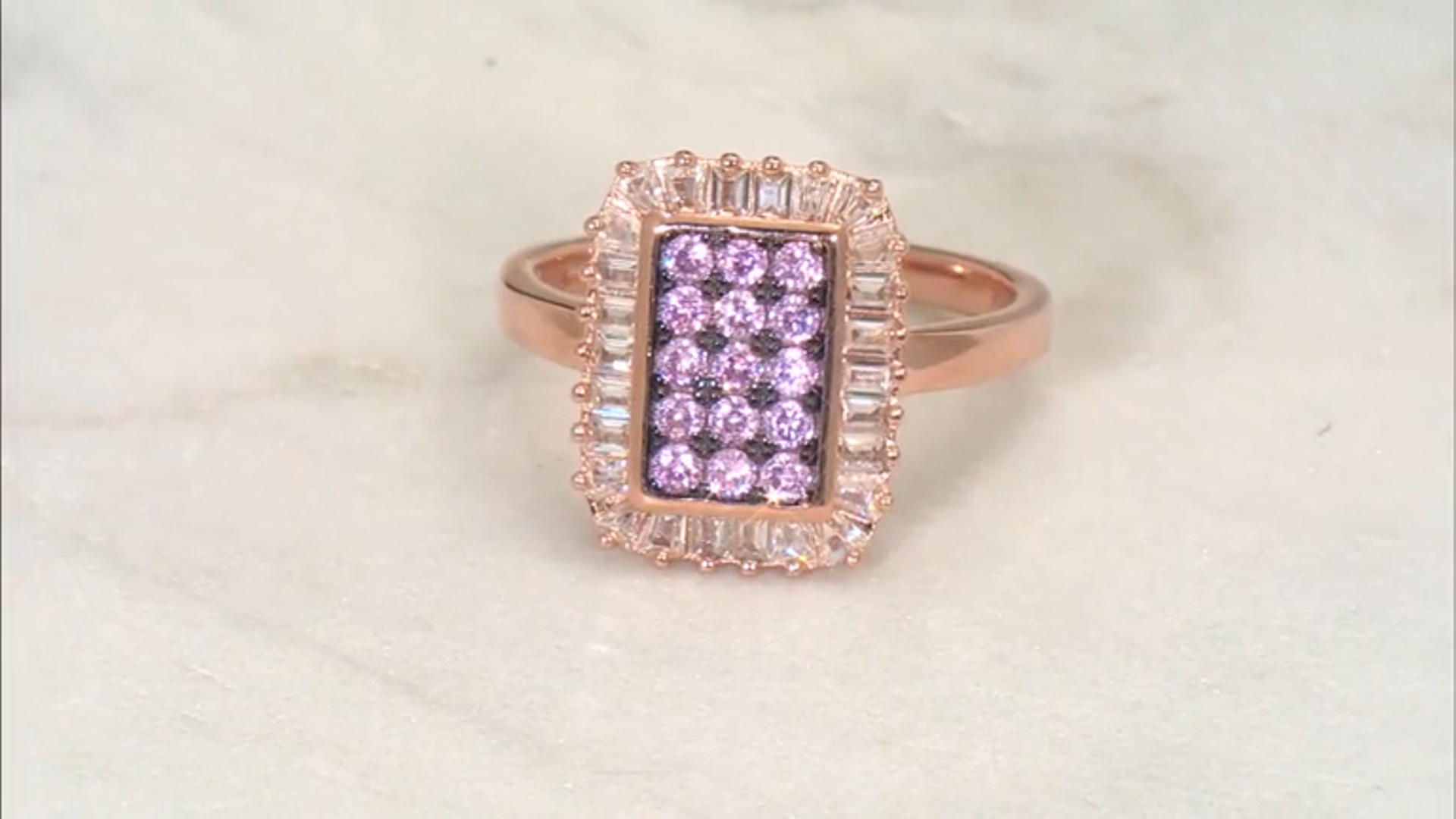 Pink And White Cubic Zirconia 18k Rose Gold Over Sterling Silver Ring 2.02ctw Video Thumbnail