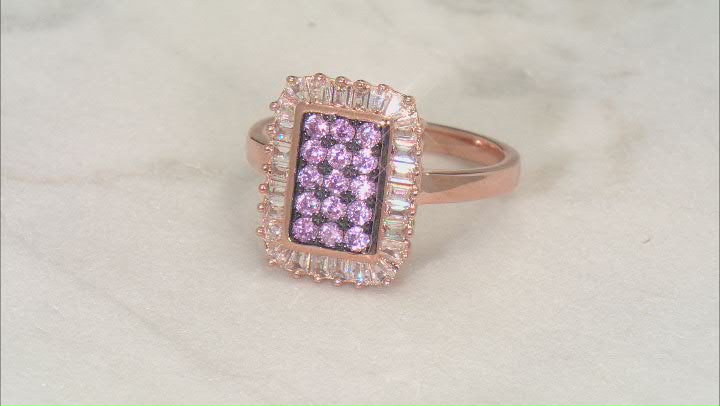 Pink And White Cubic Zirconia 18k Rose Gold Over Sterling Silver Ring 2.02ctw Video Thumbnail