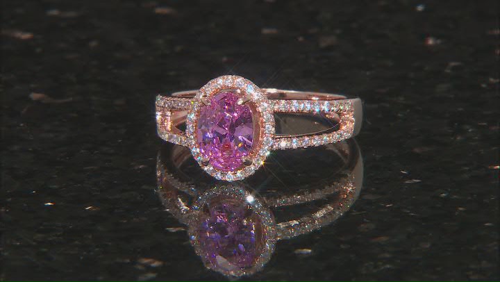 Pink And White Cubic Zirconia 18k Rose Gold Over Sterling Silver Ring 2.60ctw Video Thumbnail