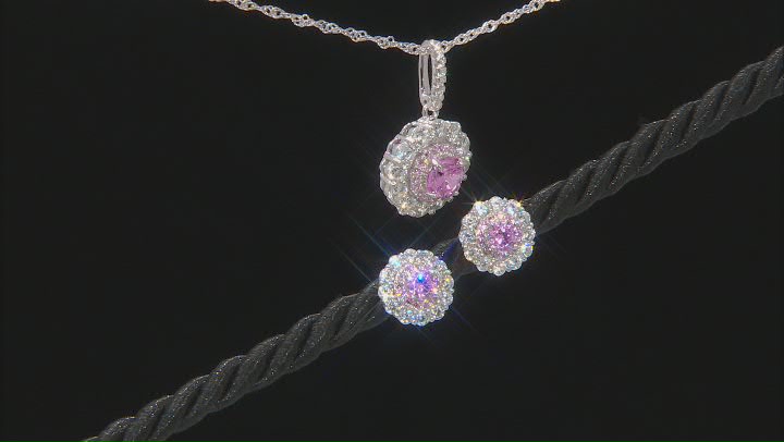 Pink And White Cubic Zirconia Rhodium Over Sterling Silver Jewelry 5.50ctw Video Thumbnail