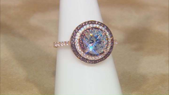 White And Mocha Cubic Zirconia 18K Rose Gold Over Sterling Silver Ring 3.83ctw Video Thumbnail