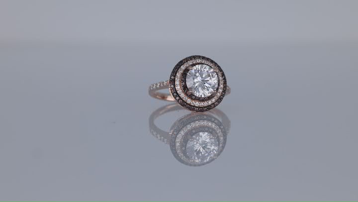 White And Mocha Cubic Zirconia 18K Rose Gold Over Sterling Silver Ring 3.83ctw Video Thumbnail