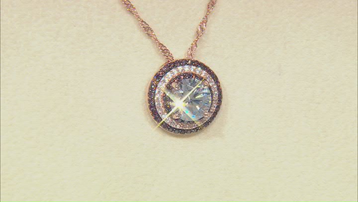 White And Mocha Cubic Zirconia 18K Rose Gold Over Sterling Silver Pendant With Chain 6.86ctw Video Thumbnail