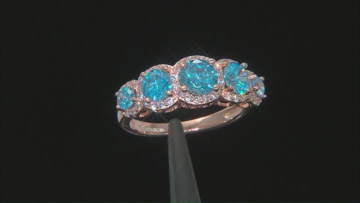 Blue And White Cubic Zirconia 18K Rose Gold Over Sterling Silver Ring 3.80ctw Video Thumbnail
