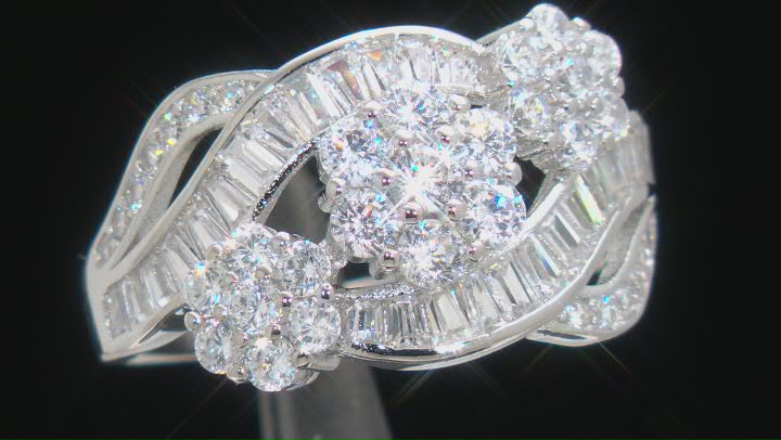 White Cubic Zirconia Rhodium Over Sterling Silver Ring 2.91ctw Video Thumbnail