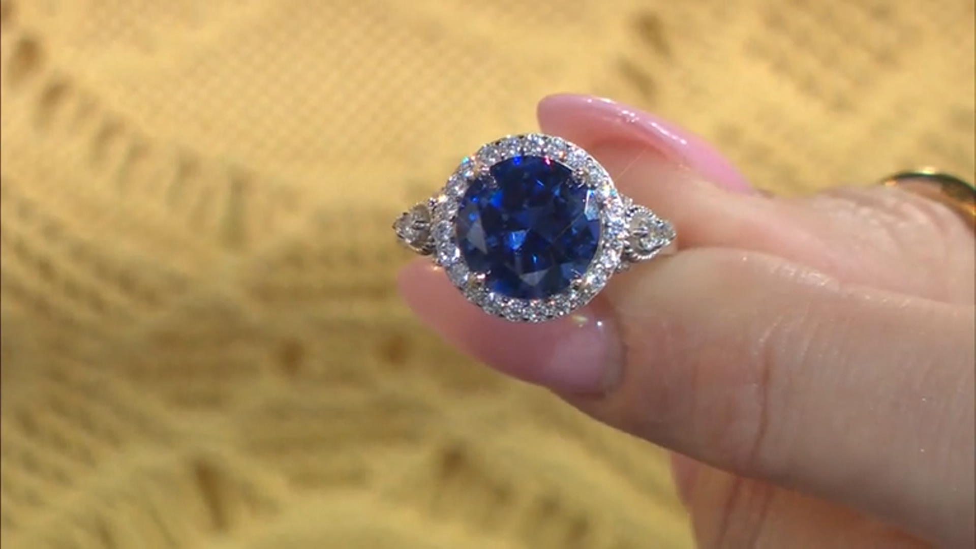Blue and White Cubic Zirconia Rhodium Over Sterling Silver Ring 6.96ctw Video Thumbnail