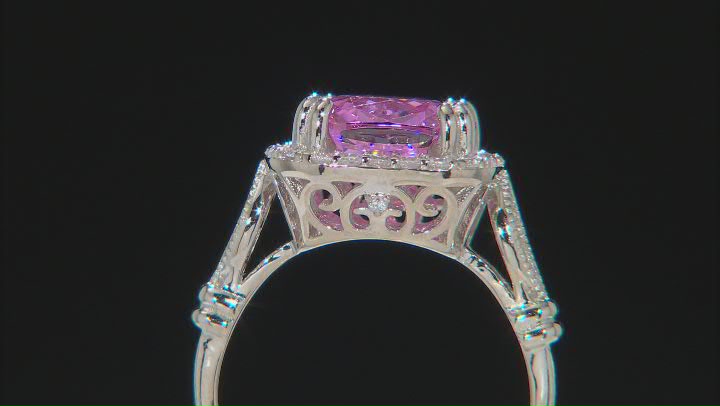 Pink And White Cubic Zirconia Platinum Over Sterling Silver Ring 6.84ctw Video Thumbnail